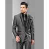 男性のスーツ高品質の男性スーツブラックグルームタキシードの花groommen朝のスタイル