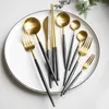 Serviço de Louça Serviço de Talheres de Ouro Preto Fosco Aniversários Utensílios de Cozinha Portáteis Colher Café Sobremesa Talheres Jardim de Casa