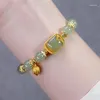 Strand Design Élégant Sens Dames Imitation Hetian Jade Lotus Pendentif Bracelet Vintage Oeil De Dieu De Luxe Mode Cadeau Goutte