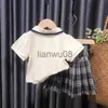 Completi di abbigliamento Completi di gonne Gonna bianca T-shirt Gonna Ragazze Abito da college Gonna estiva per bambini Principessa Baby Fashion Gonna polo coreana x0803