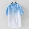 Camicie casual da uomo 2023 Camicia di lino personalizzata estiva Gradiente Taglie larghe Moda Abbigliamento versatile