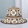 Visir Colorful Raffia Crochet Bucket Hat Handmade Rainbow Straw Granny Square Summer Beach Sun 2023 230804