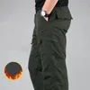 Männer Hosen Winter Verdicken Fleece Männer Casual Baumwolle Overalls Armee Multi-tasche Militär Hosen Thermische Fracht Taktische Kleidung