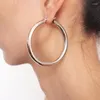 Brincos de argola MUZHI tubo largo de aço inoxidável para mulheres estilo punk Brincos moda joias 60 mm de diâmetro 2023