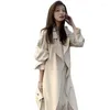 Trench femminile 2023 vestiti autunnali primaverili per lunghi ginocchini da donna coreano Studenti a vento di moda