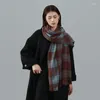 Scarves Winter Scarf Women's Shawl Warm Plaid Neckband Fringe Fashion Luxury Blue 2023