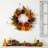 24 Fall Sunflower, Pumpkin, Gourds, Pinecone och Berries Autumn Artificial Wreath, Orange