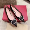 comfortabele flats designer schoenen hakken voor vrouwen puntige teen platte kitten hielpompen echte lederen slingback pomp ballerina's zwarte sliver rood feest formele schoenen