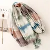 Scarves Autumn And Winter Ink Painting Soft Cotton Long Scarf Warm Pashmina Shawl Lady Wrap Tassel Foulard Blanket