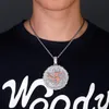 Mens Fashion Hip Hop Necklace Gold Plated Baguette CZ Round Pendant Necklace for Men with 3mm 24inch Rope chain