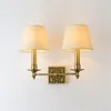 Wall Lamp Bronze Chinese Fabric Lampshade Lamps Bedroom Study Hall Light Bedside Living Dining Room Aisle Iron Sconces Lights