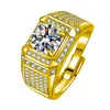 Haut de gamme classique plein strass Zircon quatre griffes 2 carats anneau ciel étoilé brillant affaires hommes anneau mode