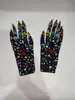 Rękawiczki bez palców luksusowe kolorowe siatki lśniący krystalicznie krótki klub nocny strój imprezowy scena występowa akcesoria 230804