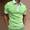 Men's T Shirts Short Sleeve Tops Slim Fit Male Summer Solid Print Shirt Turn Down Collar Workout Sport