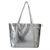 Shoulder Bags Silver Commuter Tote Bag 2023 Summer New Trendy and Fashionable Small Pack for Women Large Capacity Simple One Shoulder Largestylishhandbagsstore