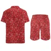 Men's Tracksuits Red Paisley Print Beach Men Sets Vintage Floral Casual Shirt Set Summer Shorts 2 Piece Novelty Suit Plus Size 2XL 3XL