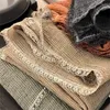 Scarves Cardamom Green Linen Lace Water Series Retro Cotton Scarf Women High-grade Japanese Neck Protection Small Weaving