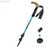 Trekking Poles Three-Section Carbon Walking Sticks Ultra Light Climbing Alpenstock 56-120cm Antiskid Wear Resistance Shock Absorption HKD230804