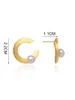 Stud Earrings 925 Sterling Silver 7-7.5mm Freshwater Pearl Gold Plated C Shape For Women Fashion Jwelery