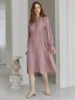 Повседневные платья французское нежное ветром лотос листовое рукав розовый плать