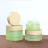 20ml 30ml 40ml 60ml 80ml 100ml 120ml Vaso per crema di vetro smerigliato verde Bottiglia per pompa per lozione spray per nebulizzazione con coperchi in legno Tappi Contenitore cosmetico JL1795