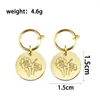 Boucles d'oreilles pendantes fleur de naissance pour les femmes en acier inoxydable ovale mois Floral goujon oreille tendance fête des mères bijoux cadeau collier