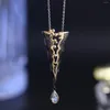 Zincirler Gem'in Güzellik Moonlight Stone Kolye Kolye 14K Altın Dolgulu 925 Sterlling Gümüş El Yapımı Mücevher Hediyesi