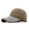 Ball Caps Summer Women's Hollow Baseball Cap Pearl Decorative Holiday Mesh Hats Bone Gorras Adjustable Sun Hat Hombre