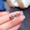 Cluster Ringen MeiBAPJ Natuurlijke Snoep Toermalijn Mode Kleurrijke Stenen Ring Voor Vrouwen Echt 925 Sterling Zilveren Charm Fijne Bruiloft Sieraden