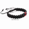 Strand Design Natural Lava Stone Black Onyx Tibetan Beads Braided Macrame Adjustable Bracelet Women Men