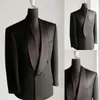 Black Wedding Mens Tuxedos Shawl Lapel Groom Wear Business Office Slim Fit Jacket för manlig skräddarsydd endast kappa