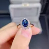 Pierścienie klastra Kjjeaxcmy Fine Biżuteria 925 SREBRING SREBRNY INKLATOWY Naturalny Londyn Blue Topaz Girl