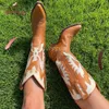 Buty ippeum Western Cowboy Boots for Women Firebird Hafdery skórzane kolano High Boot Country Western Brown Cowgirl Buty 230803