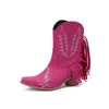 Bottes Broderie Botas Mujer Faux cuir Cowboy bottines pour femmes 6 cm bottes à talons hauts imprimer Western Cowgirl bottes 43 230803