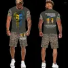 Tute da uomo Camouflage ucraino Stampa 3D T-Sirts/Completi Forze armate T-shirt militari Sorts Set Casual Sort Sleeved Outdoor Sportswear