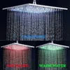 Cabezales de ducha de baño Níquel cepillado de lujo / Cromo / Negro Cabezal de ducha de lluvia LED de acero inoxidable Luces de cambio de color cuadradas Cabezal de ducha R230804