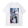 T-shirts pour hommes Anime tronçonneuse hommes coton à manches courtes 2d imprimé mode T-Shirt haute qualité col rond confortable