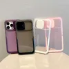 Bonbons couleurs translucides étuis souples en TPU pour iPhone 14 13 12 Pro Max porte-étui espace invisible étui souple conception de fenêtre poussoir