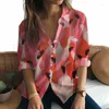 Women's Blouses 2023 Long Sleeve Shirt Flamingo 3D Printed Fashion Simple Aesthetic Temperament