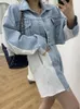 Jeans femme Denim Shorts veste manteau Vintage élégant Hit couleur ensembles femmes deux pièces Outs été mode taille élastique