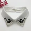 Bow Ties Women Neckwear Pearl Bead Rhinestone Lace Neckline Fake Collar Embroidery Chiffon Detachable False Removable Tops