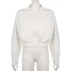 Vestes pour femmes décontracté blanc court 2023 automne Cargo col montant à manches longues fermeture éclair ample sport crème solaire manteaux femmes hauts courts