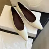 the row shoes designer women's dress shoes Flat pointed sandals Office Wedding Shoes casual shoes lambskin loafers Black white wiht box