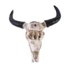 Oggetti decorativi Figurine Resina Longhorn Testa di teschio di mucca Decorazioni appese a parete Ornamenti di teschio di toro retrò Corna di animali 3D Scultura Figurine Artigianato 230804