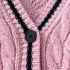 Tricots pour femmes Tees TF Automne Femmes Étoile Rose Cardigan Chandails Tricotés Mode Chaud Swif T Pull Cardigans Mujer Tay V-cou Lor Pull 230803