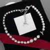 مصمم Sier Full Diamond Pearl Necklace European and American Personal Hollarbone Chain's Chain's Chain Hift