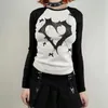 Women's T Shirts Women T-shirts Tryckt Y2K Vintage Top Casual Long Sleeve Shirt Sexig Slim Harajuku Aesthetic Clothing Gothic Patchwork Crop