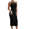 Casual Jurken Sexy Zwarte Halflange Bodycon Jurk Vrouwen Zomer Mouwloze Blackless Halter Hals Spaghetti Band Hoge Split Vestidos