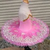 Scene Wear Professional Ballet Tutu Swan Lake Pink Dance Costume Spets broderade flickor Klassisk Leotardklänning för barn