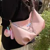 Avondtassen Roze Sweethearts Handtas Chique Metalen Ketting Dames Pu Lederen Schoudertas Kawaii Cartoon Hanger Vrouwelijke Crossbodytassen 230803